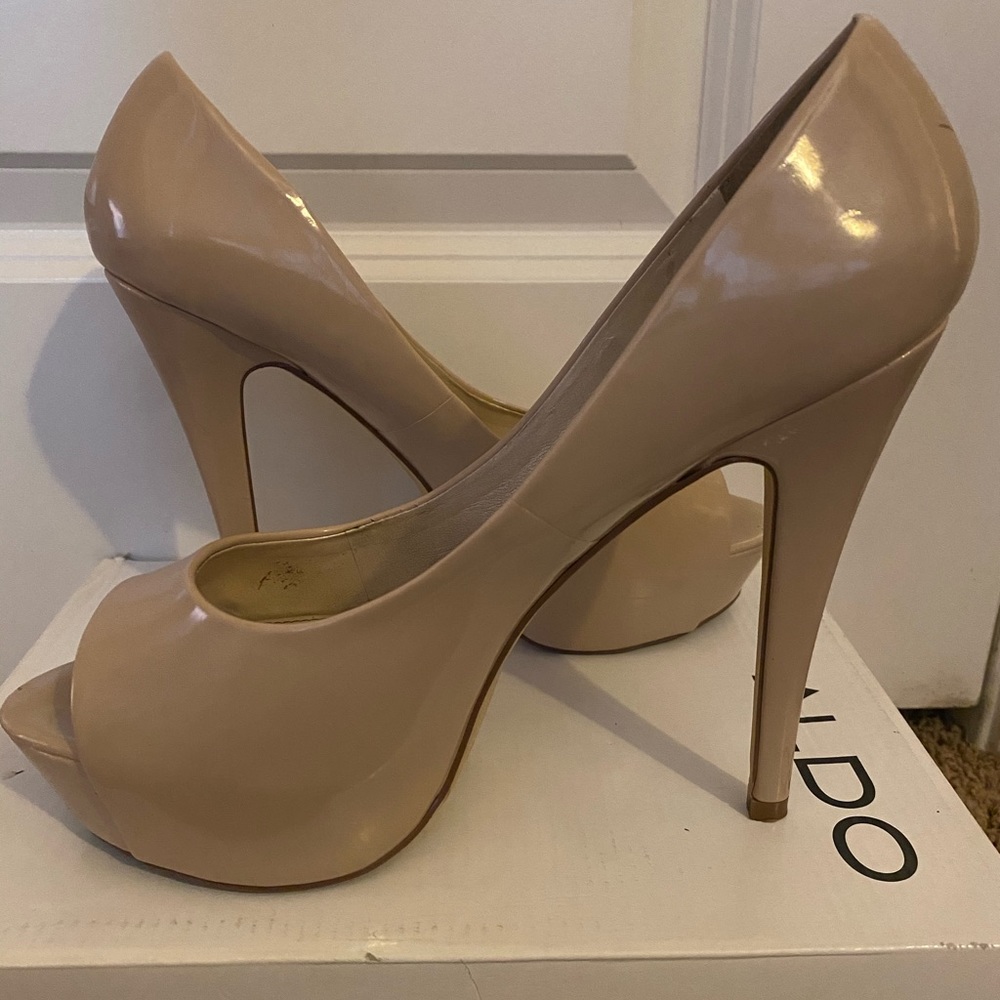 Cream Patent Leather Platform Heels